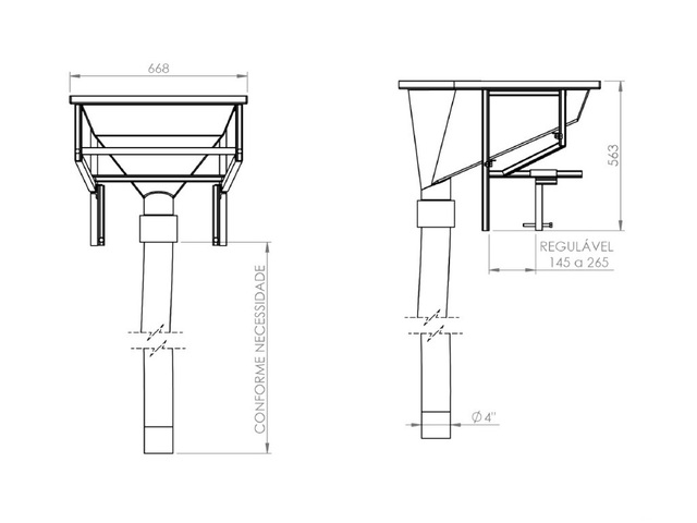 Medidas Suporte de Funil Condutor de Argamassa