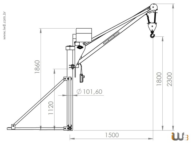 Mini Grua 400kg Dimensões