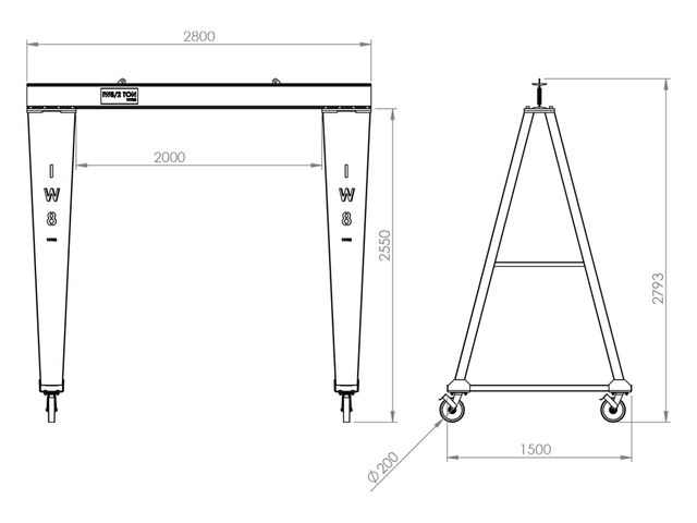 Mini Pórtico Talha 2 Toneladas 2.8m Desmontável