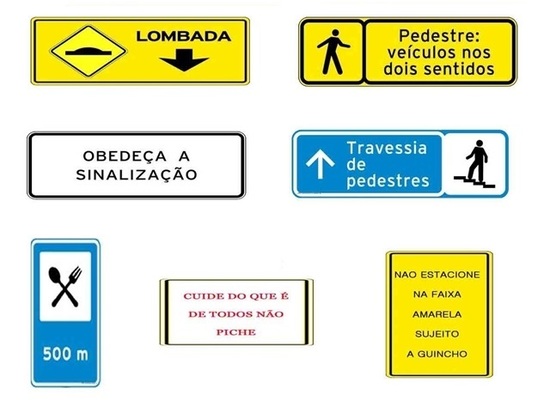 Placas de Transito Sinalização Advertência Indicação