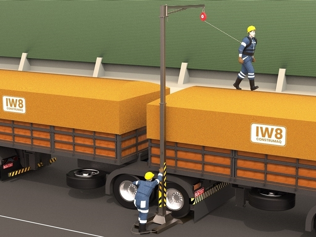Procedimento de Carregamento de Caminhão Linha de Vida Contra Peso Pneu