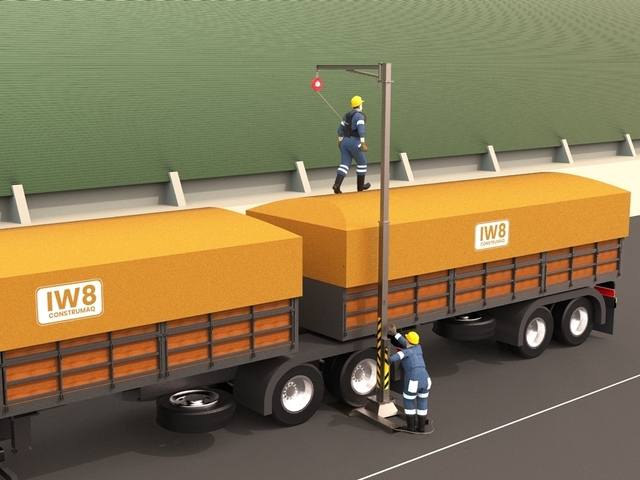 Segurança para Carga e Descarga de Caminhões Coluna 360 Contra Peso Pneu